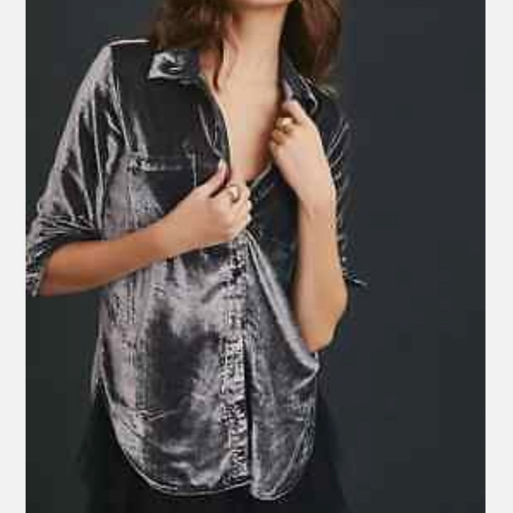 Anthropologie Tops - Anthropologie Pilcro Classic Velvet Buttondown Shirt Size XL